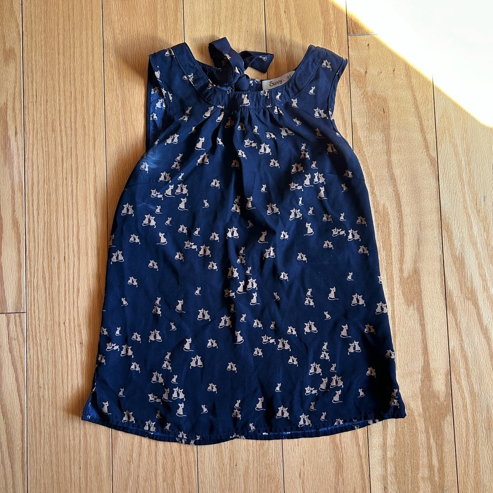 ModCloth Navy blue cat tank top with halter tie (size small)